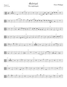 Partition ténor viole de gambe 2, alto clef, madrigaux pour 5 voix par  Peter Philips par Peter Philips