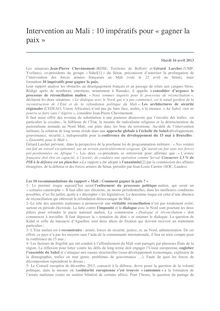 Intervention au Mali : 10 impératifs pour « gagner la paix » (Communiqué de presse du Sénat)
