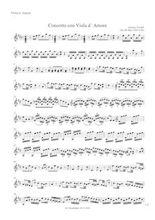 Partition viole de gambe d Amore (actual pitch), Concerto pour viole de gambe d amore en D major, RV 392