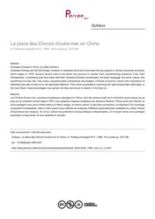 La place des Chinois d outre-mer en Chine - article ; n°2 ; vol.61, pg 327-336