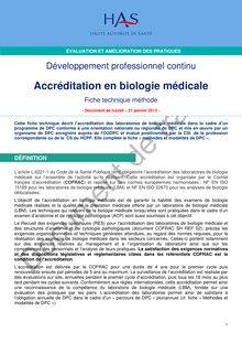 Accreditation en biologie medicale LBM Fiche technique 2013 01 31