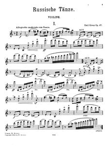 Partition de violon, Russische Tänze, Op.47, Kreuz, Emil