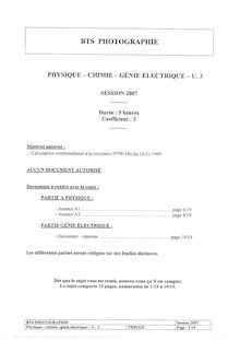 Physique chimie - Génie électrique 2007 BTS Photographie