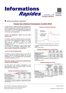 Créations d’entreprises - Juillet 2014 - INSEE