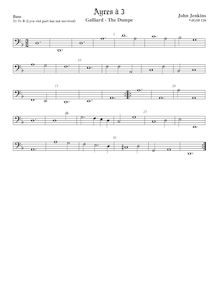 Partition viole de basse, Airs pour 3 violes de gambe avec Lyra viole de gambe et clavecin par John Jenkins