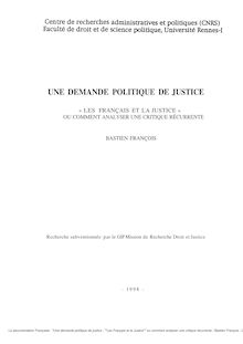 Une demande politique de justice : Les Français et la Justice ou comment analyser une critique récurrente