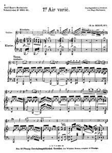 Partition de piano, Air avec Variations No.1, Op.1, 1er Air varié, Op.1