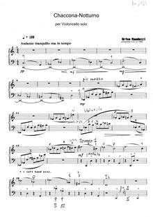 Partition complète, Chaccona-Notturno pour Solo violoncelle, Chaccone-Notturno per Violoncello solo