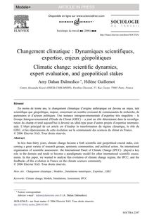 Changement climatique : Dynamiques scientifiques, expertise ...