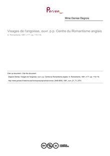 Visages de l angoisse, ouvr. p.p. Centre du Romantisme anglais  ; n°71 ; vol.21, pg 115-116
