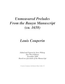 Partition 14 Unmeasured préludes, Pièces de Clavecin from pour Bauyn Manuscript
