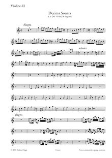 Partition violon 2, Decima Sonata A , Doi Violini, & Fagotto, Castello, Dario