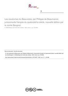 Les coustumes du Beauvoisis, par Philippe de Beaumanoir, jurisconsulte français du quatorzième siècle, nouvelle édition par le comte Beugnot.  ; n°1 ; vol.3, pg 578-580