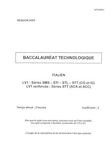 Italien LV1 2005 Baccalauréat technologique