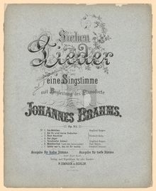 Partition complète, 7 chansons, Brahms, Johannes par Johannes Brahms