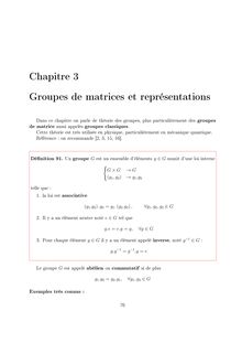 Groupes de matrices et représentations