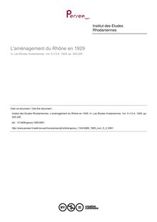 L aménagement du Rhône en 1929 - article ; n°2 ; vol.5, pg 325-326
