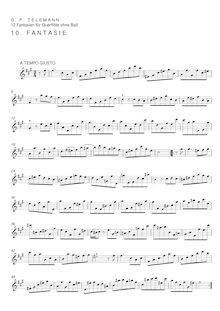Partition , Fantasia en F-sharp minor, pour Twelve fantaisies pour Transverse flûte without basse