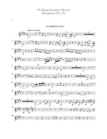 Partition clarinette 1 (B♭), 1 (A), 2 (B♭), 2 (A), Symphony No.35