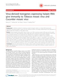 Virus-derived transgenes expressing hairpin RNA give immunity to Tobacco mosaic virusand Cucumber mosaic virus