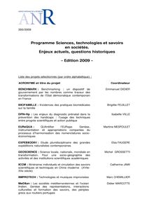 Programme Sciences, technologies et savoirs en sociétés ...