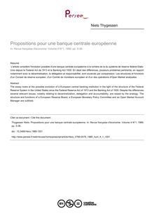 Propositions pour une banque centrale européenne - article ; n°1 ; vol.4, pg 3-38