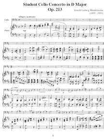 Partition de piano, Student violoncelle Concerto, Op.213 par Arnold Mendelssohn