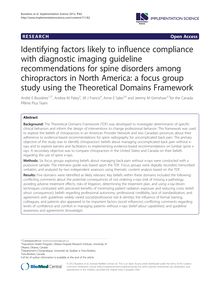Identifying factors likely to influence compliance with diagnostic imaging guideline recommendations for spine disorders among chiropractors in North America: a focus group study using the Theoretical Domains Framework