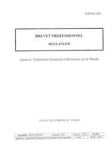Expression française et ouverture sur le monde 2004 BP - Boulanger