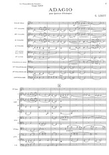 Partition complète, Adagio pour quatuor d orchestre, Adagio for string trio and string orchestra par Guillaume Lekeu
