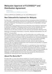 Malaysian Approval of FLEXISEQ™ and Distribution Agreement