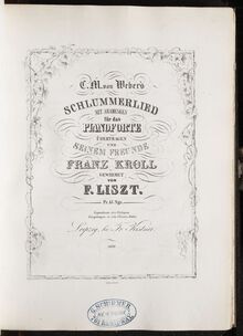 Partition Schlummerlied mit Arabesken (S.454), Collection of Liszt editions, Volume 2