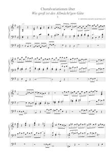 Partition Variation 3, 3 choral variations pour orgue on Wie groß ist des Allmächt gen Güte