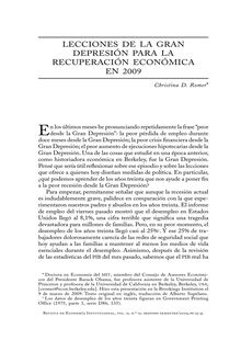 Lecciones de la Gran Depresión para la recuperación económica en 2009(Lessons from the Great Depression for Economic Recovery in 2009)