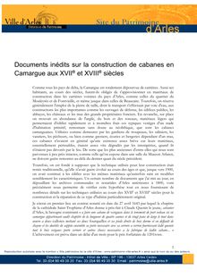 Documents inédits sur la construction de cabanes en Camargue aux ...