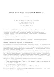 Mathématiques II 2003 Classe Prepa B/L HEC