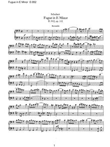 Partition complète, Fugue en E minor, D.952, Schubert, Franz par Franz Schubert