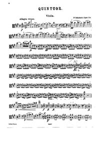 Partition viole de gambe, quintette pour Piano et violon, viole de gambe, violoncelle et contrebasse par Franz Schubert