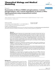 Examination of effects of GSK3β phosphorylation, β-catenin phosphorylation, and β-catenin degradation on kinetics of Wnt signaling pathway using computational method
