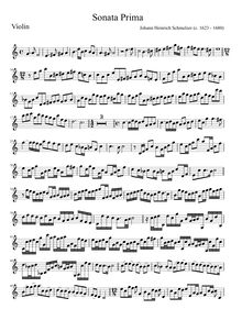 Partition Sonata No.1 - partition de violon, violon sonates, Schmelzer, Johann Heinrich