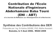 Contribution de l ENI-ABT à la journée de réflexion sur l ...
