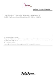 La syntaxe de Malherbe, traducteur de Sénèque - article ; n°1 ; vol.8, pg 139-146