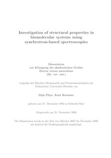 Investigation of structural properties in biomolecular systems using synchrotron-based spectroscopies [Elektronische Ressource] / von Kurt Kummer