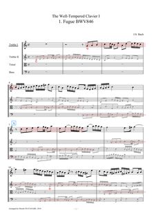 Partition viole de gambe aigue 1, Das wohltemperierte Klavier I par Johann Sebastian Bach