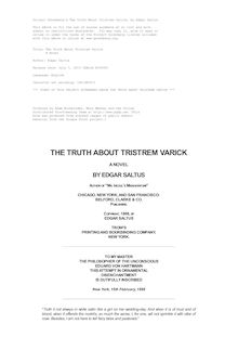 The Truth About Tristrem Varick - A Novel