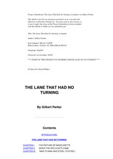 The Lane That Had No Turning, Complete