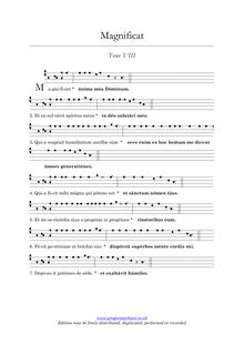 Partition Tone VIII, 1st ending, Magnificat Tones, Gregorian Chant