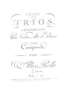 Partition parties complètes, 3 Concertant corde Trios, Rolla, Alessandro par Alessandro Rolla