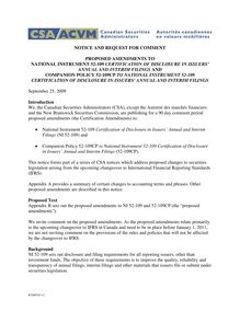 Notice of Amendments and Notice and Request for Comment - Amendments to NI 51-102 Continuous Disclosure