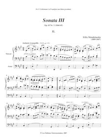 Partition , Andante tranquillo, 6 sonates pour orgue, Mendelssohn, Felix